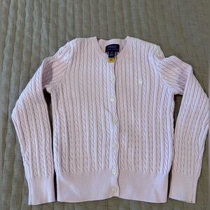 Girls Polo by Ralph Lauren Light Pink Cable Knit Cardigan Size Small 7